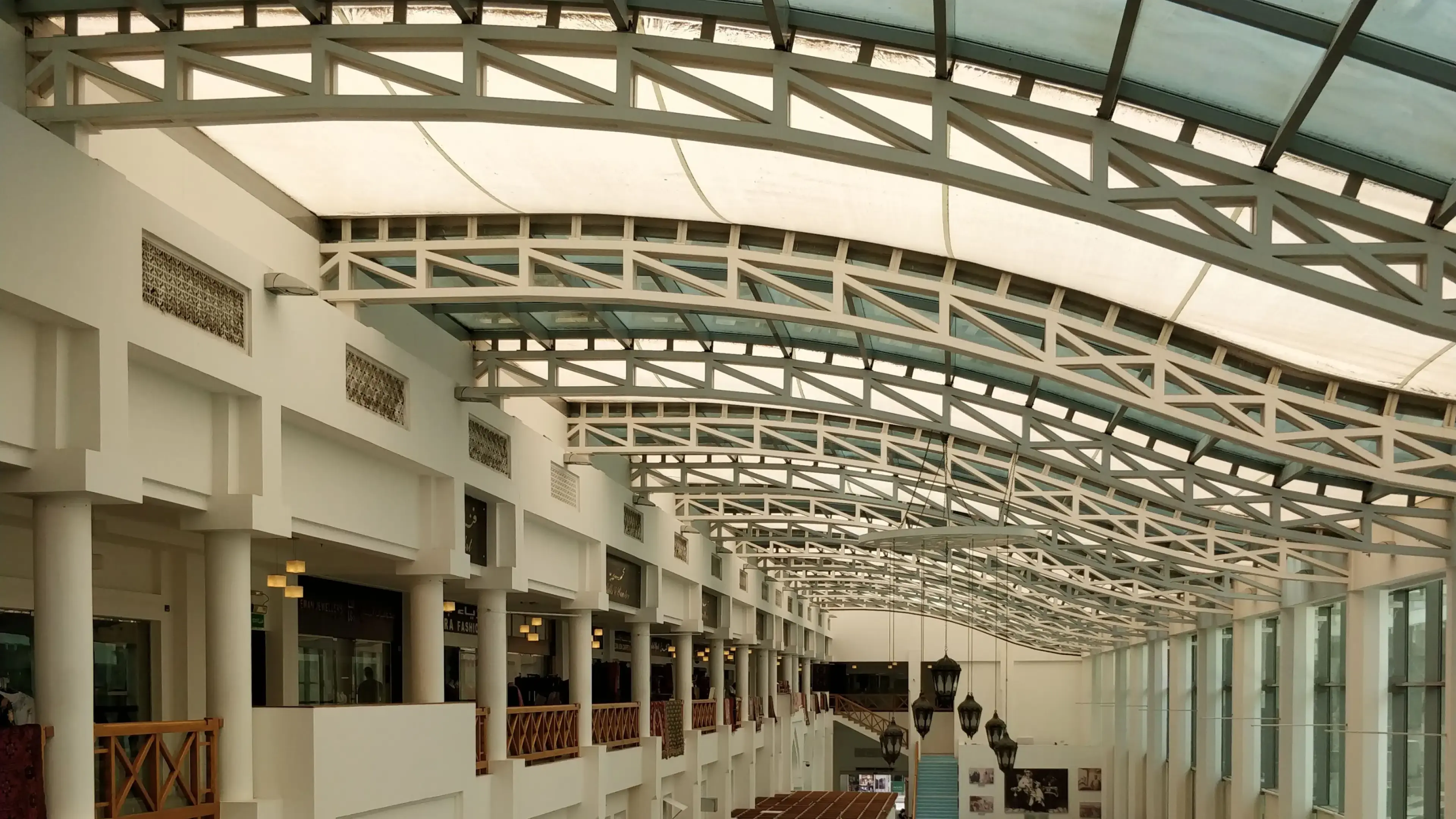 Modern building with steel truss roof