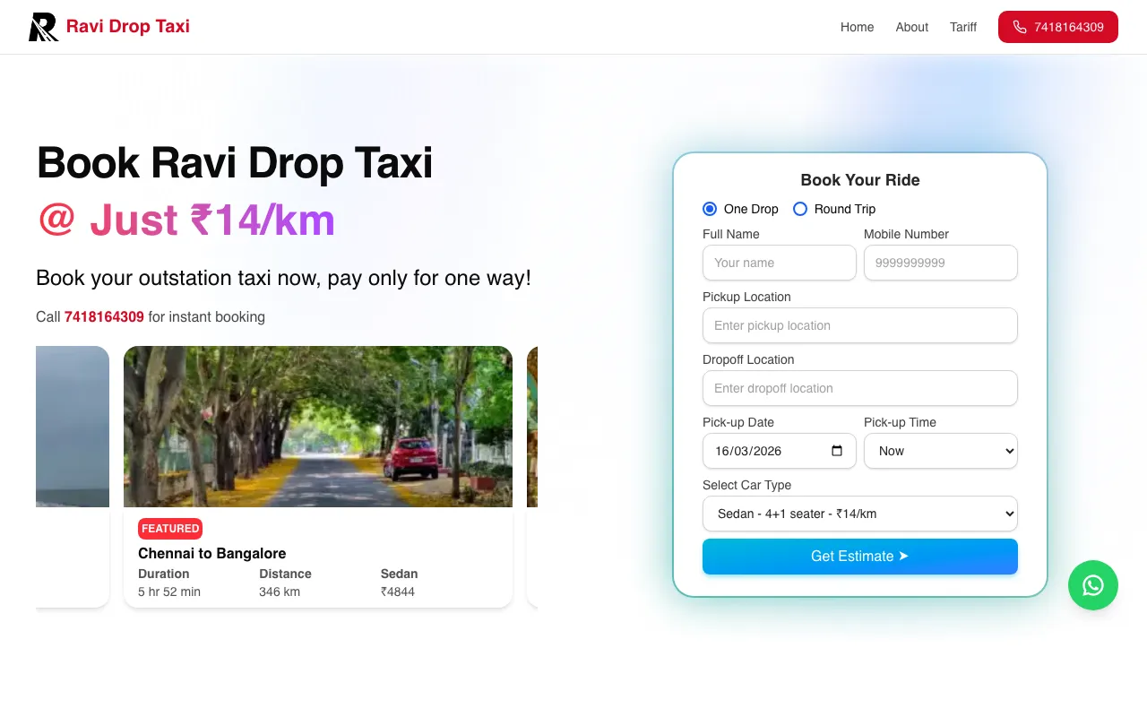 Referencia de la plataforma DropTaxi mostrando la interfaz de reservas