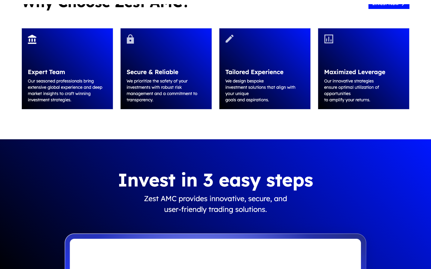ZestAMC investment steps showing the investor flow