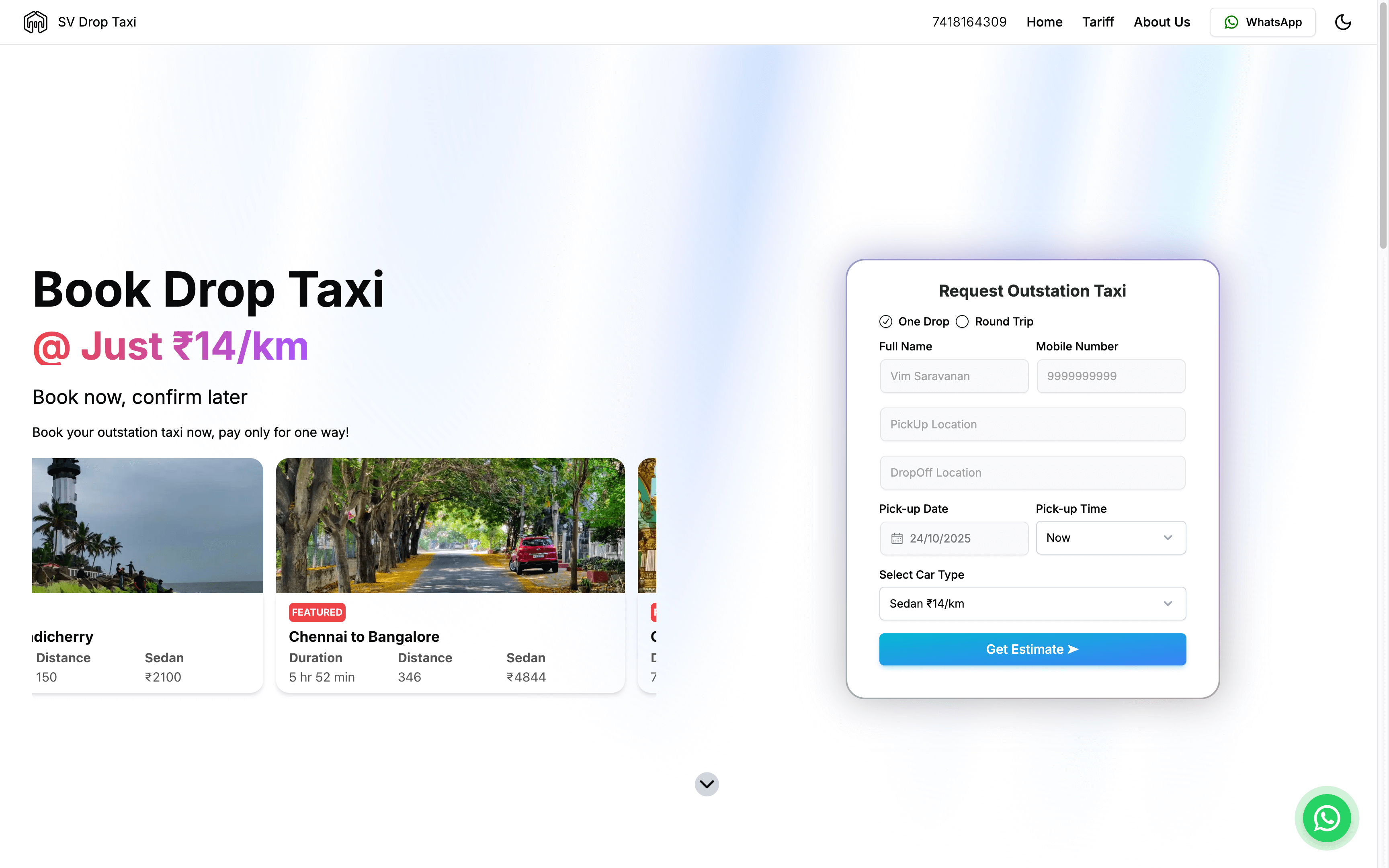 DropTaxi booking